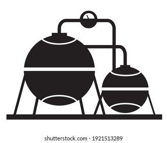 Vector City silhouette object element retro of Industry Factory icon symbol isolated black item on a white background