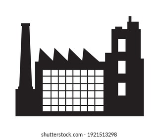 Elemento de objeto de silueta de la ciudad vectorial retro símbolo del icono de la fábrica de la industria elemento negro aislado en un fondo blanco