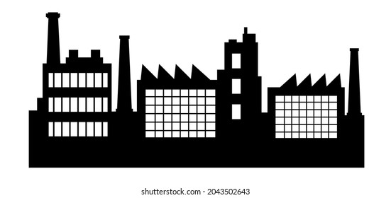 Vector City silhouette object element retro of Industry Factory isolated black item on a white background