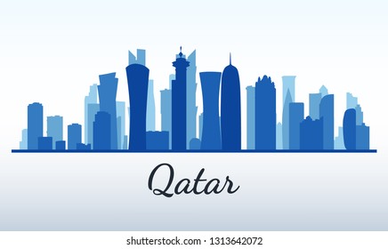 Vector city silhouette. Qatar, Doha