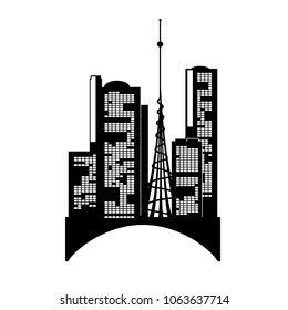 Vector city silhouette with windows. Vector Illustration