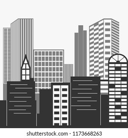 Vector city silhouette with windows. Vector Illustration
