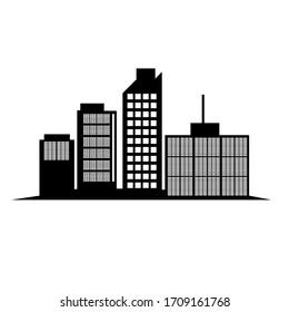Silueta de ciudad vectorial con ventanas. Ilustración vectorial