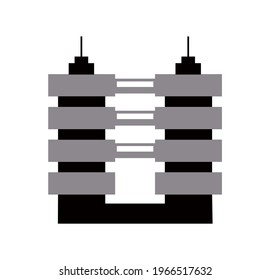 Vector city single residential house flat color house construction for design and decoration illustration on white background