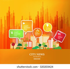 Vector of city skyline with infographics elements