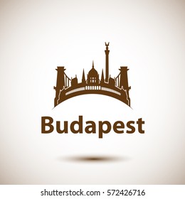 Vector city skyline with landmarks Budapest Hungary. Vector illustration can be used as logo of travel Agency