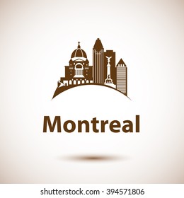 Vector city skyline with landmarks Montreal Quebec Canada. Vector illustration can be used as logo