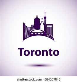 Vector city skyline with landmarks Toronto Ontario Canada. Vector illustration can be used as logo