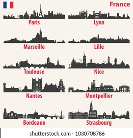 vector city skylines silhouettes of France vector city skylines silhouettes of France