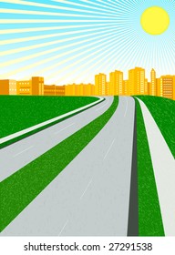 vector city in a sunny day; clip-art