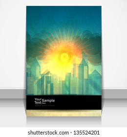 Vector city sunset cover design
