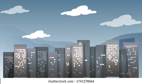 vector city with tall buildings