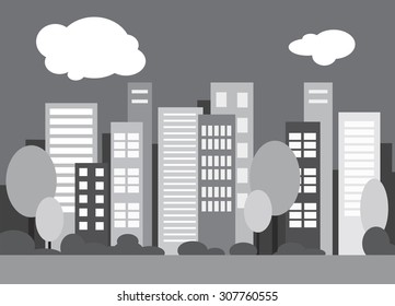Vector cityscape flat style. Urban vector background. Bright city landscape.