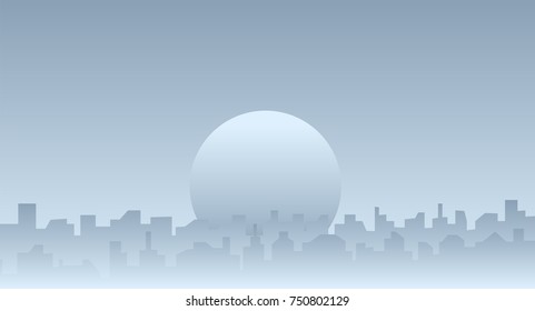 vector cityscape grey sky and city silhouette illustration