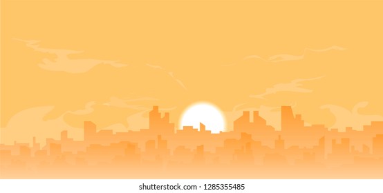 vector cityscape illustration,city in the dust