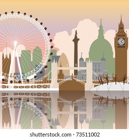 A Vector Cityscape of London with Reflection