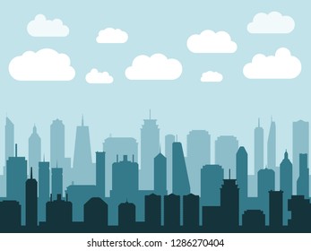 Vector cityscape. Modern city illustration - skyscraper skyline.