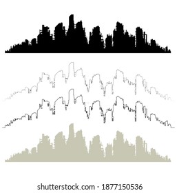 vector cityscape set, outline, and silhouette of the modern city