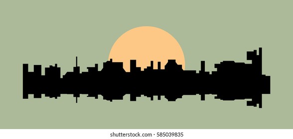 Vector cityscape silhouette illustration