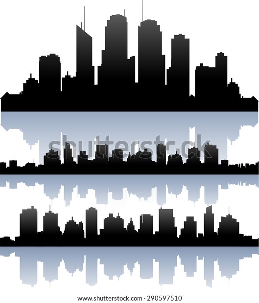 Vector Cityscape Skyline Buidlings Silhouette Collection Stock Vector