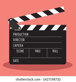 Vector Clapboard For Cinema. Frame Film And Slate Have Space For Text.