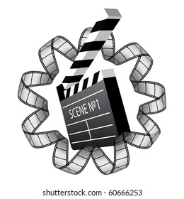 vector clapboard and film strip
