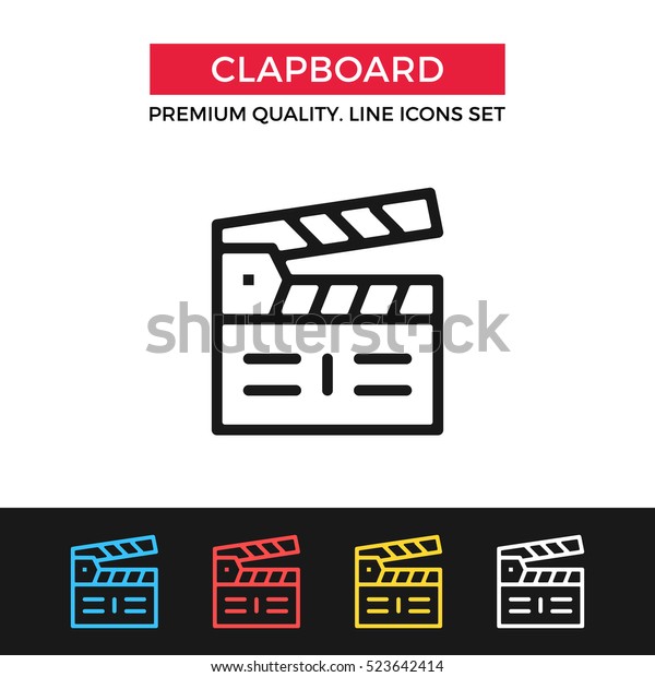 Vector Clapboard Icon Clapperboard Lights Camera Stock Vector