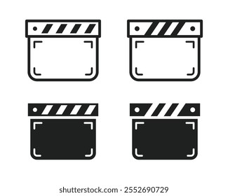 Vector Clapper Board Icon Set. Movie Clapper. Film Clapper Board Icons