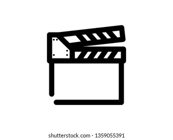 vector clapperboard icons outline on white - Vector