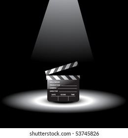 vector clapperboard with light focus on it