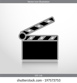 Vector clapperboard web flat icon in circle