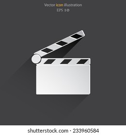 Vector clapperboard web flat icon. Eps 10 illustration.