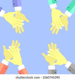 Vector Clapping Hands on Blue Background. Flat Design