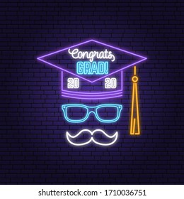 Señal luminosa Vector Clase 2020 de neón, banner luminoso. 