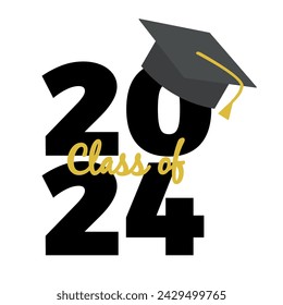 Vector Class of 2024. Student, graduation cap