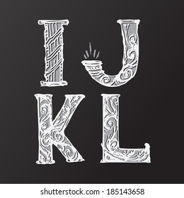 Vector classic Alphabet -I,J,K,L.