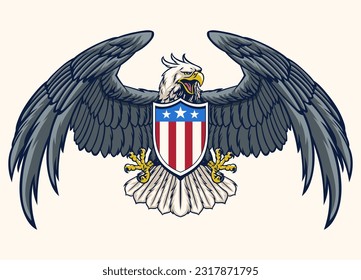 Vector of Classic American Eagle with Badge