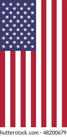 Vector classic authentic US flag stars and stripes placed vertically