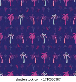 Vector classic blue tropical horizontal coconut trees 