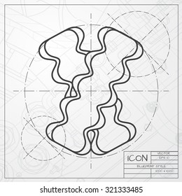 Vector classic blueprint of bacon icon on engineer and architect background 