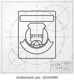 Vector classic blueprint of chef cook powder icon on engineer and architect background 