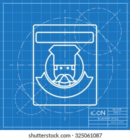 Vector classic blueprint of chef cook powder icon on engineer and architect background 