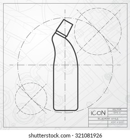 Vector classic blueprint of cleaner bottle for bathroom, kitchen, toilet on engineer and architect background 
