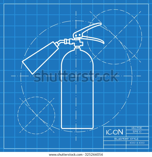 Vector Classic Blueprint Fire Extinguisher Icon: เวกเตอร์สต็อก (ปลอดค่า ...