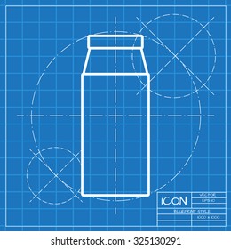 Vector classic blueprint of kitchen bottle template on engineer and architect background 