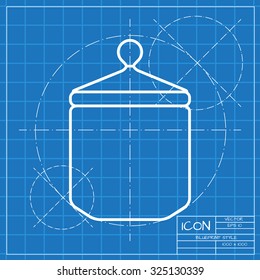 Vector classic blueprint of kitchen bottle template on engineer and architect background 