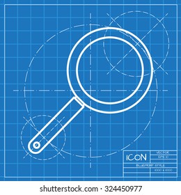 Vector classic blueprint of pan icon on engineer and architect background 