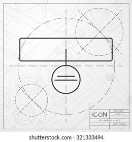 Vector classic blueprint of pets collar icon on engineer and architect background 