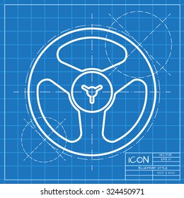 Vector classic blueprint of retro bobbin icon on engineer and architect background 