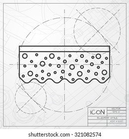 Vector classic blueprint of sponge icon on engineer and architect background 
